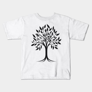 Elegant Deciduous Tree Silhouette Kids T-Shirt